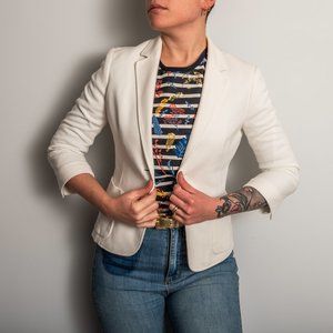 White Cropped Blazer